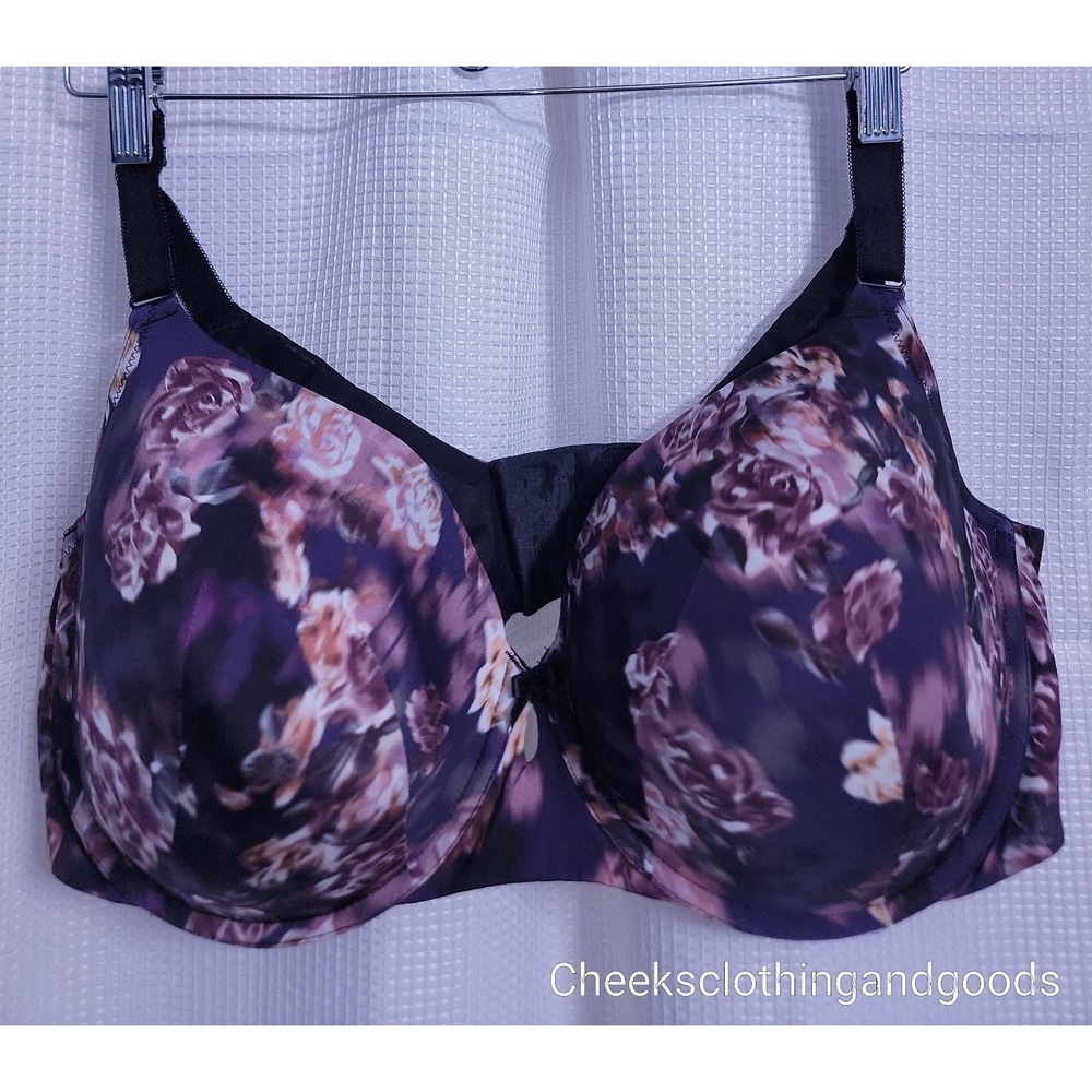 New Torrid Curve 44DDD Full‎ Coverage Smoothing Purple Floral Underwire - Picture 2 of 8